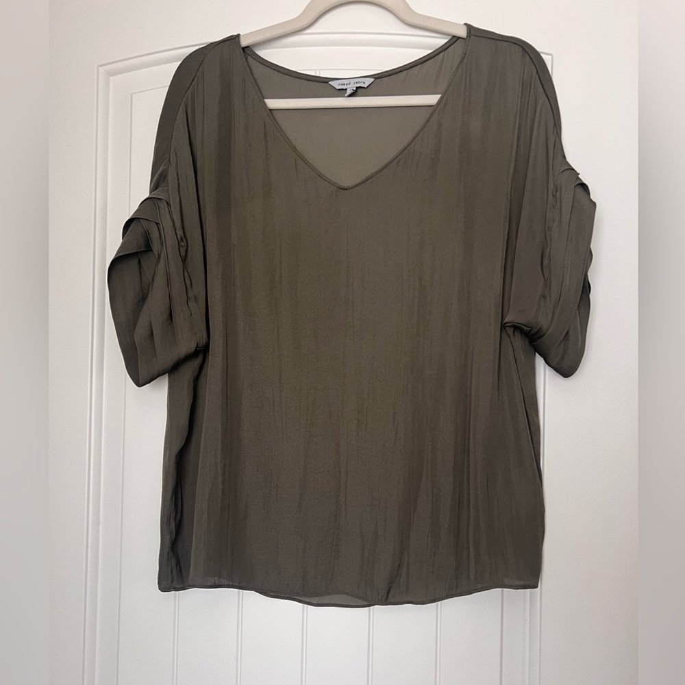 Naked Zebra Olive V-Neck Blouse